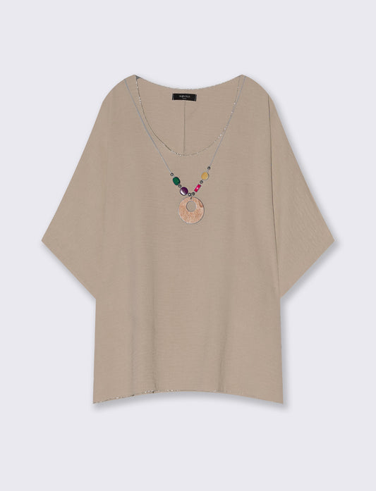 Blusa Vestibilità Ampia e Comoda - Grigio fango