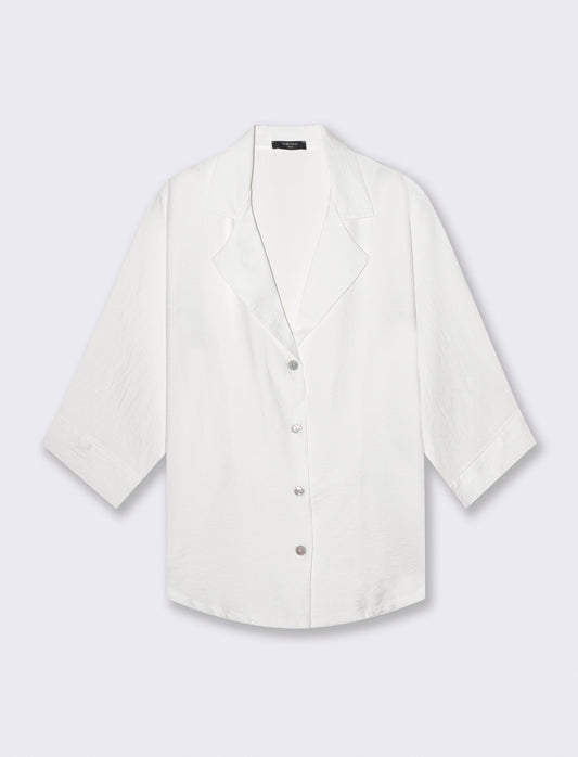 Camicia Manica Corto con Tasca - Bianco latte