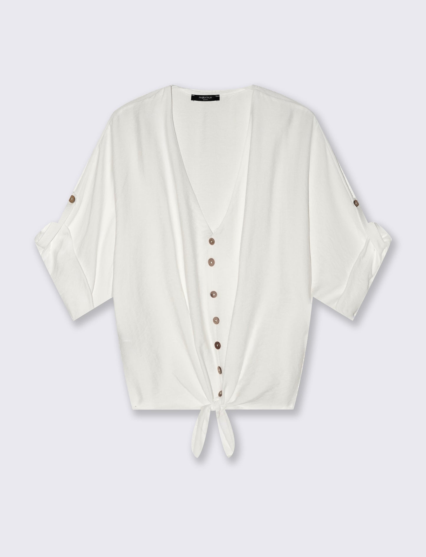 Camicia con fiocco sull'orlo - Bianco