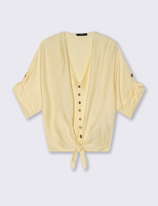 Camicia con fiocco sull'orlo - Giallo
