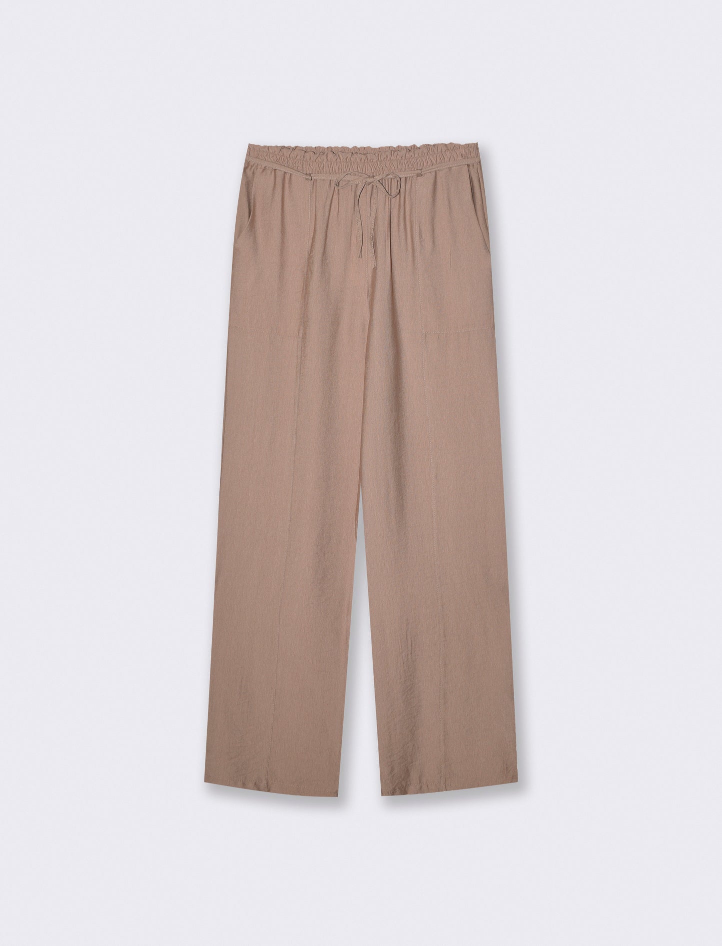 Pantaloni morbidi con coulisse in vita - Grigio fango