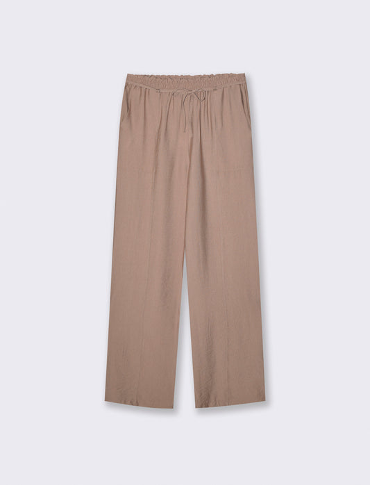 Pantaloni morbidi con coulisse in vita - Grigio fango