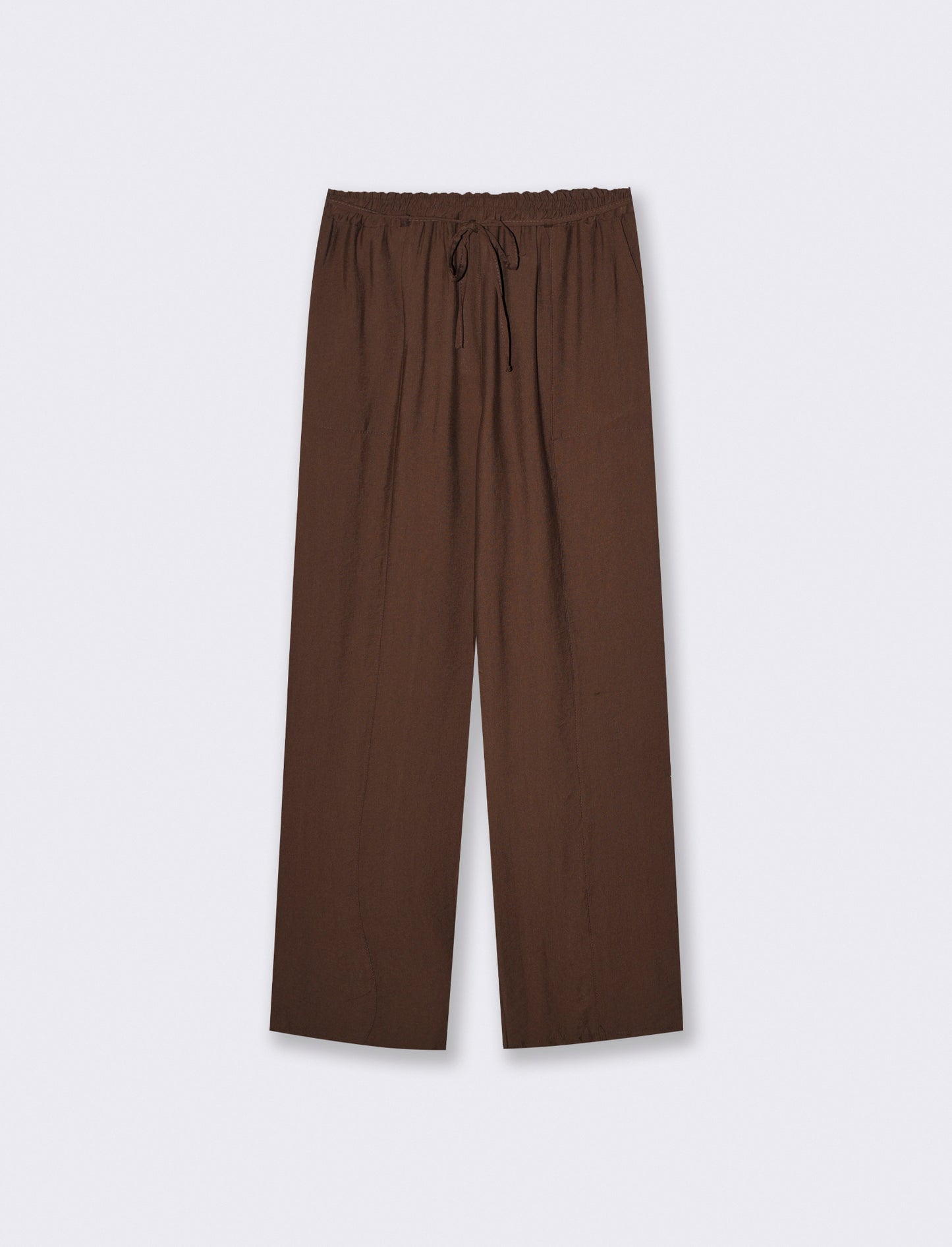 Pantaloni morbidi con coulisse in vita - Marrone tabacco