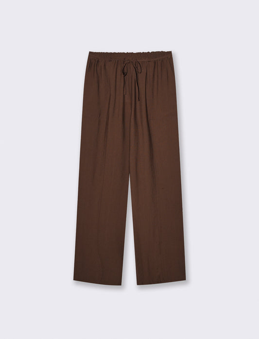 Pantaloni morbidi con coulisse in vita - Marrone tabacco