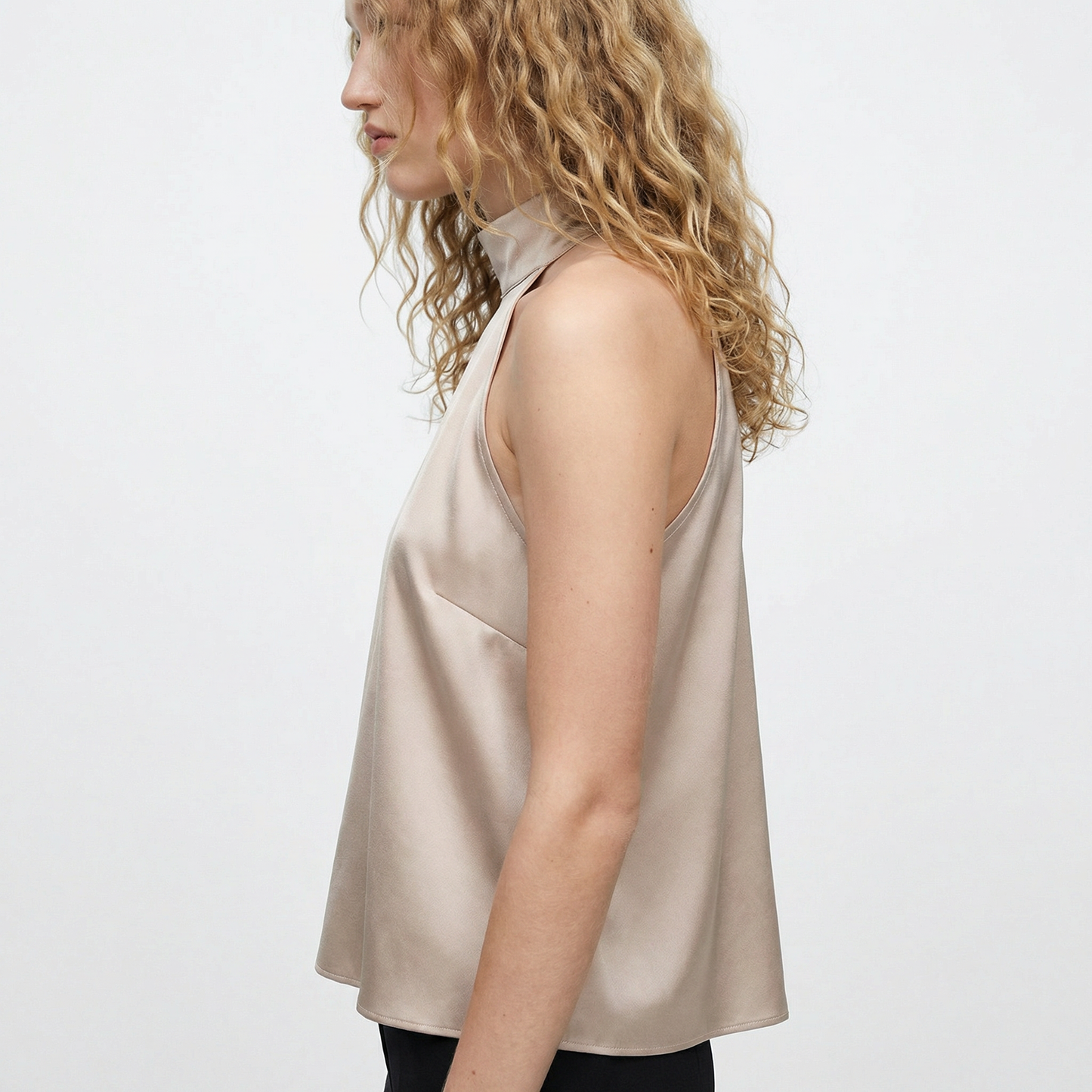 Top scollo all'americana morbido - Beige champagne