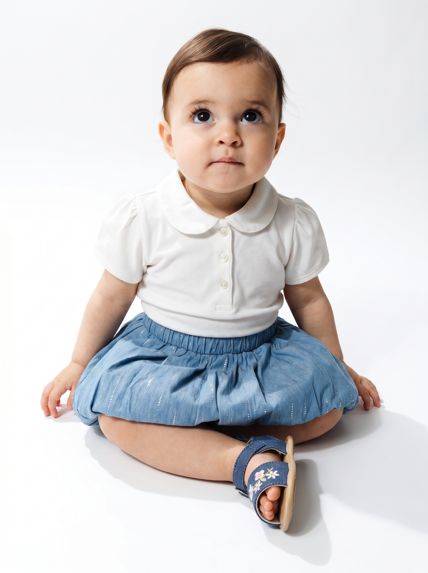 Gonna palloncino neonata leggera e fresca - Denim