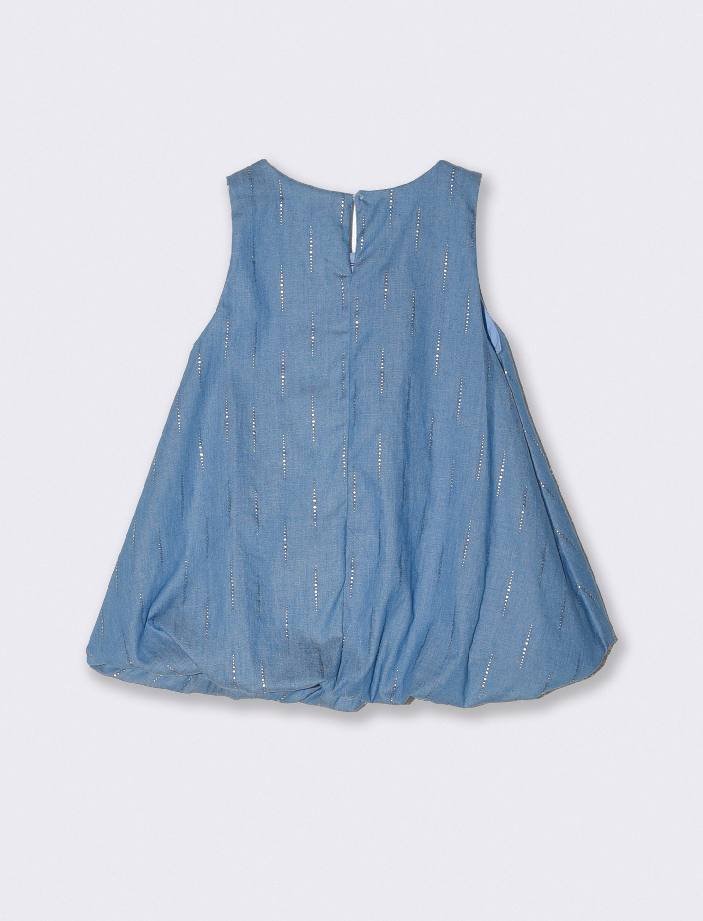 Abito a palloncino con fiocco - Denim