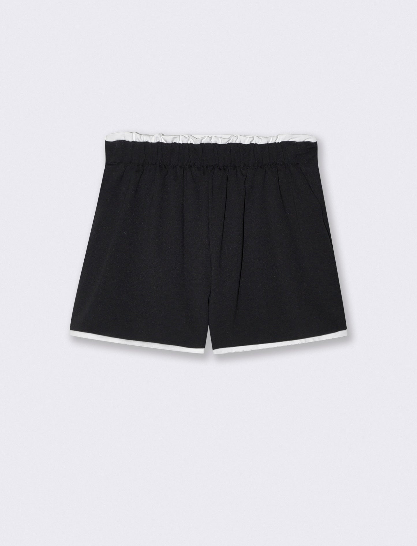Short faux skirt with panel and button - Black