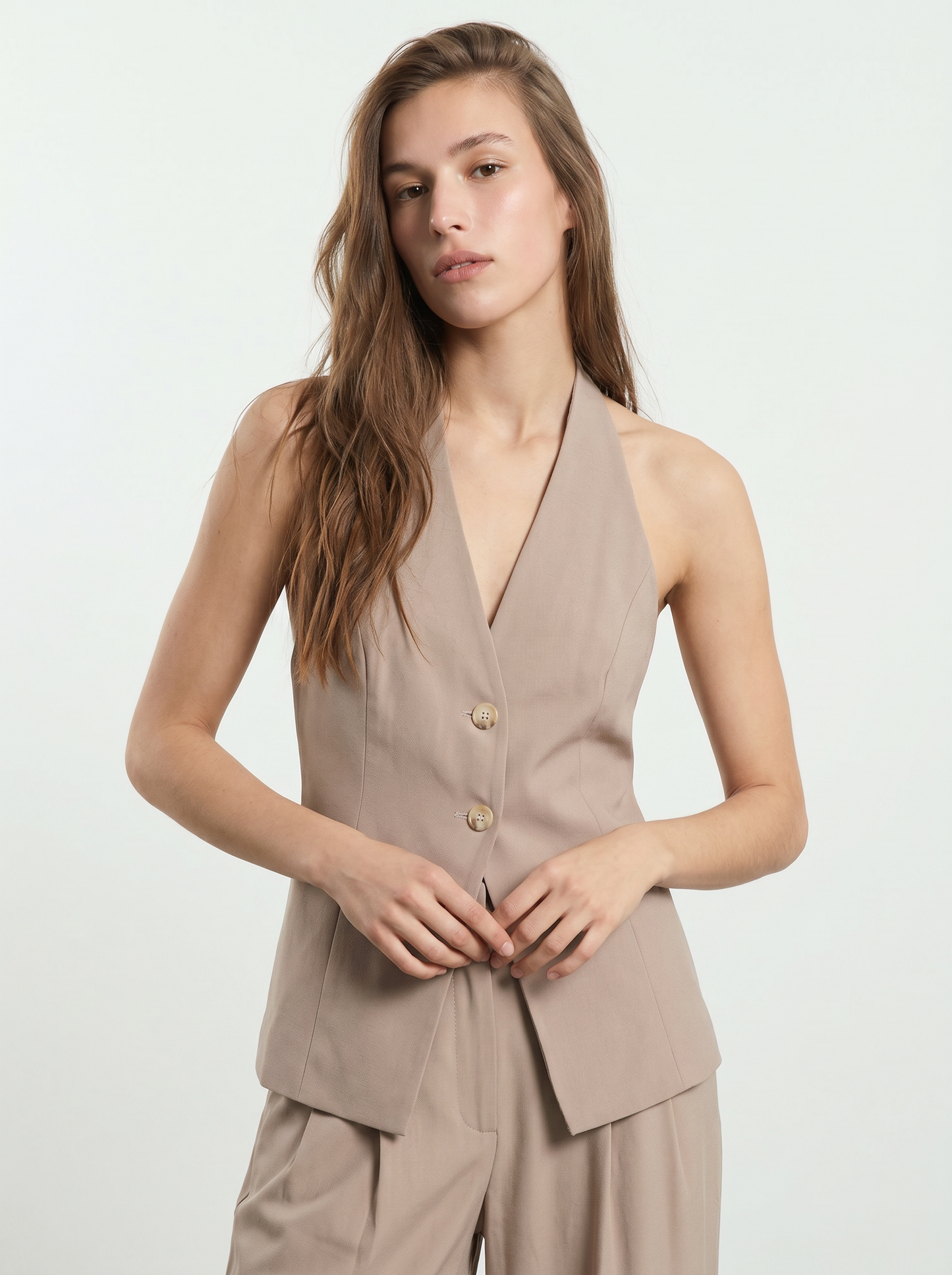 Gilet con scollo sulla schiena - Grigio fango