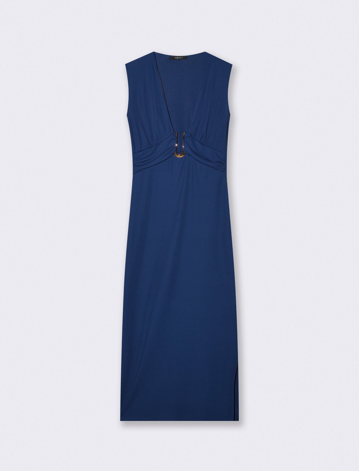Fitted Midi Dress with V-neck - Blue