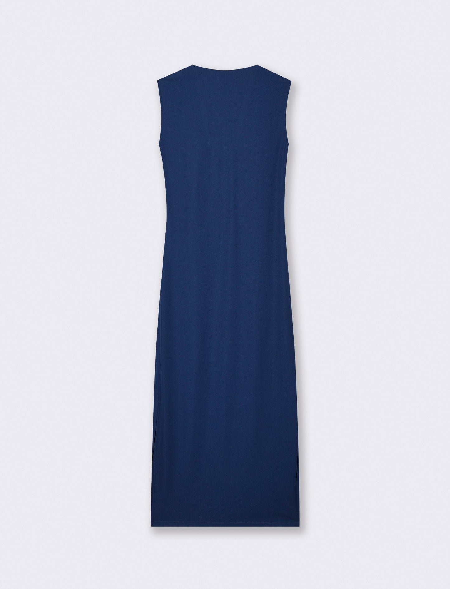 Fitted Midi Dress with V-neck - Blue