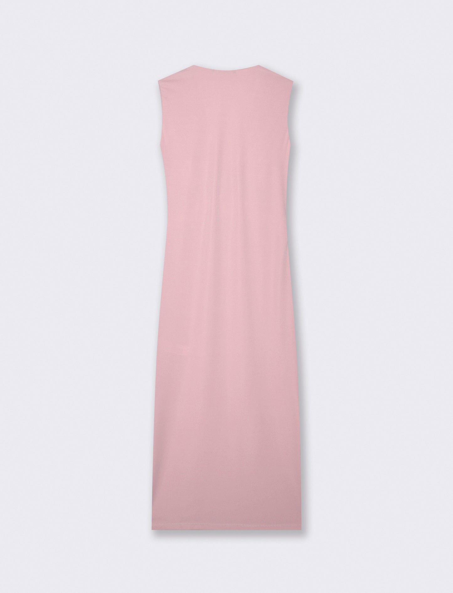 Fitted Midi Dress with V-neck - Pink