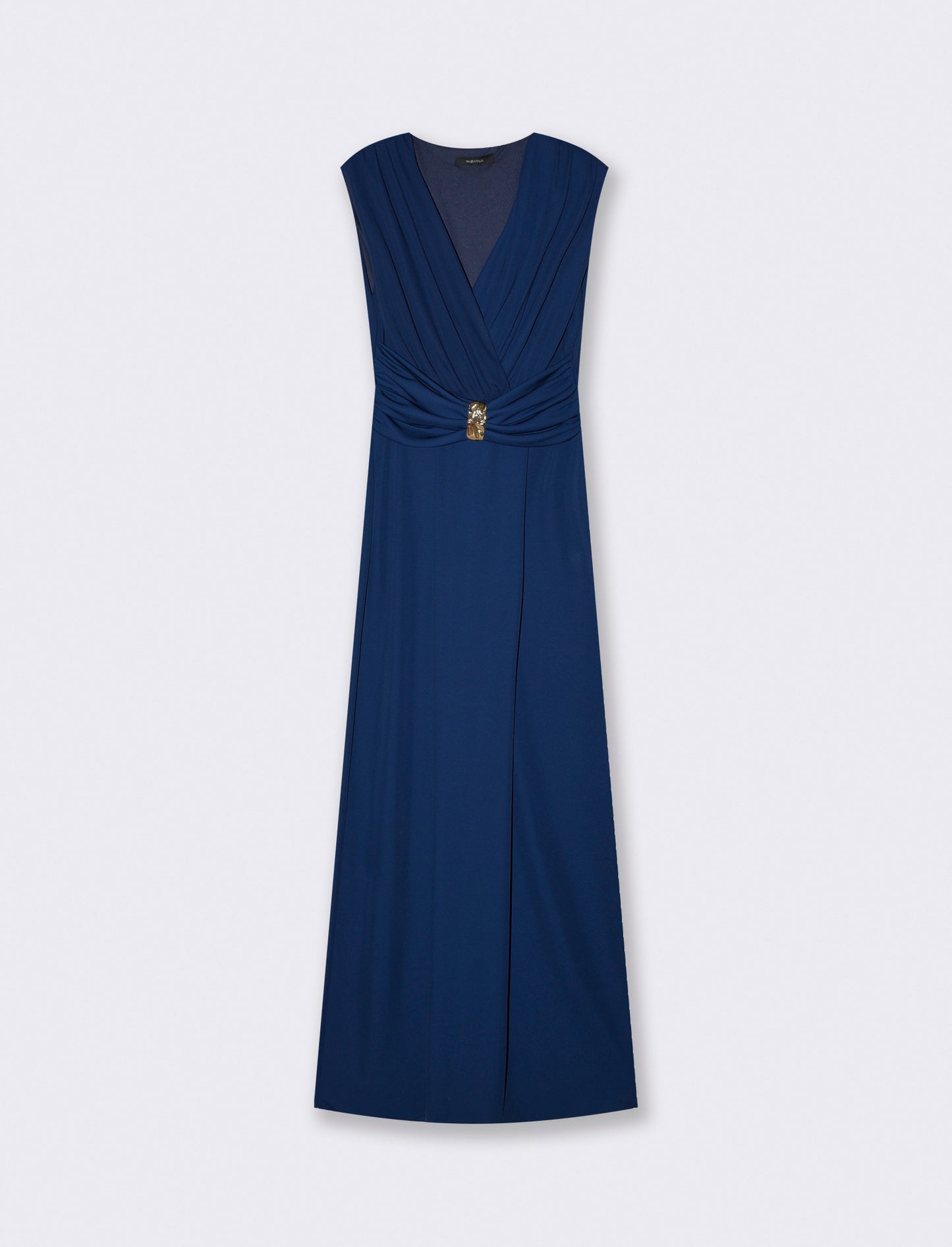 Long dress with straps and ruching - Blue