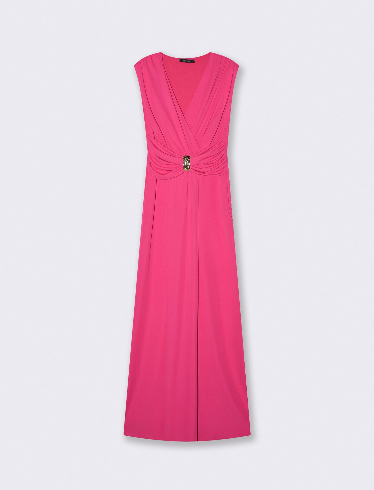 Long dress with straps and ruching - Fuxia