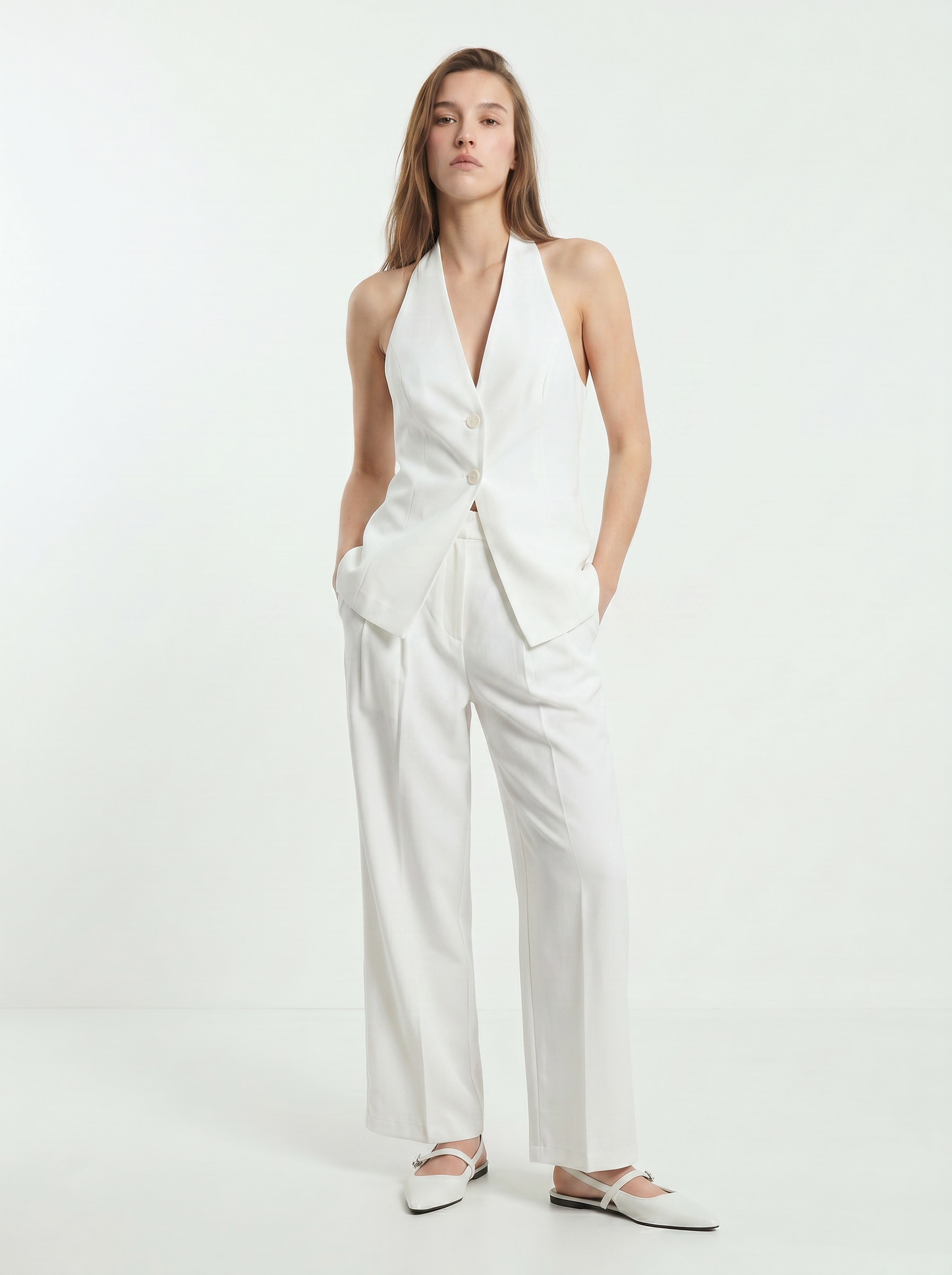 Pantalone Dritto con Pinces - Bianco