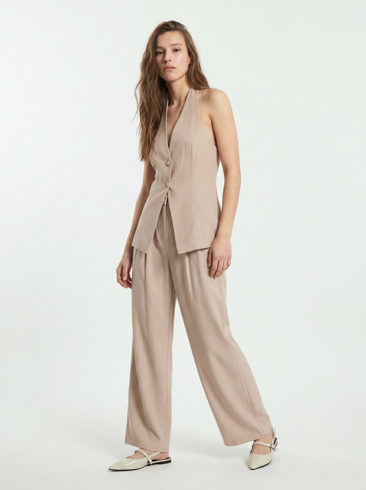 Pantalone Dritto con Pinces - Grigio fango