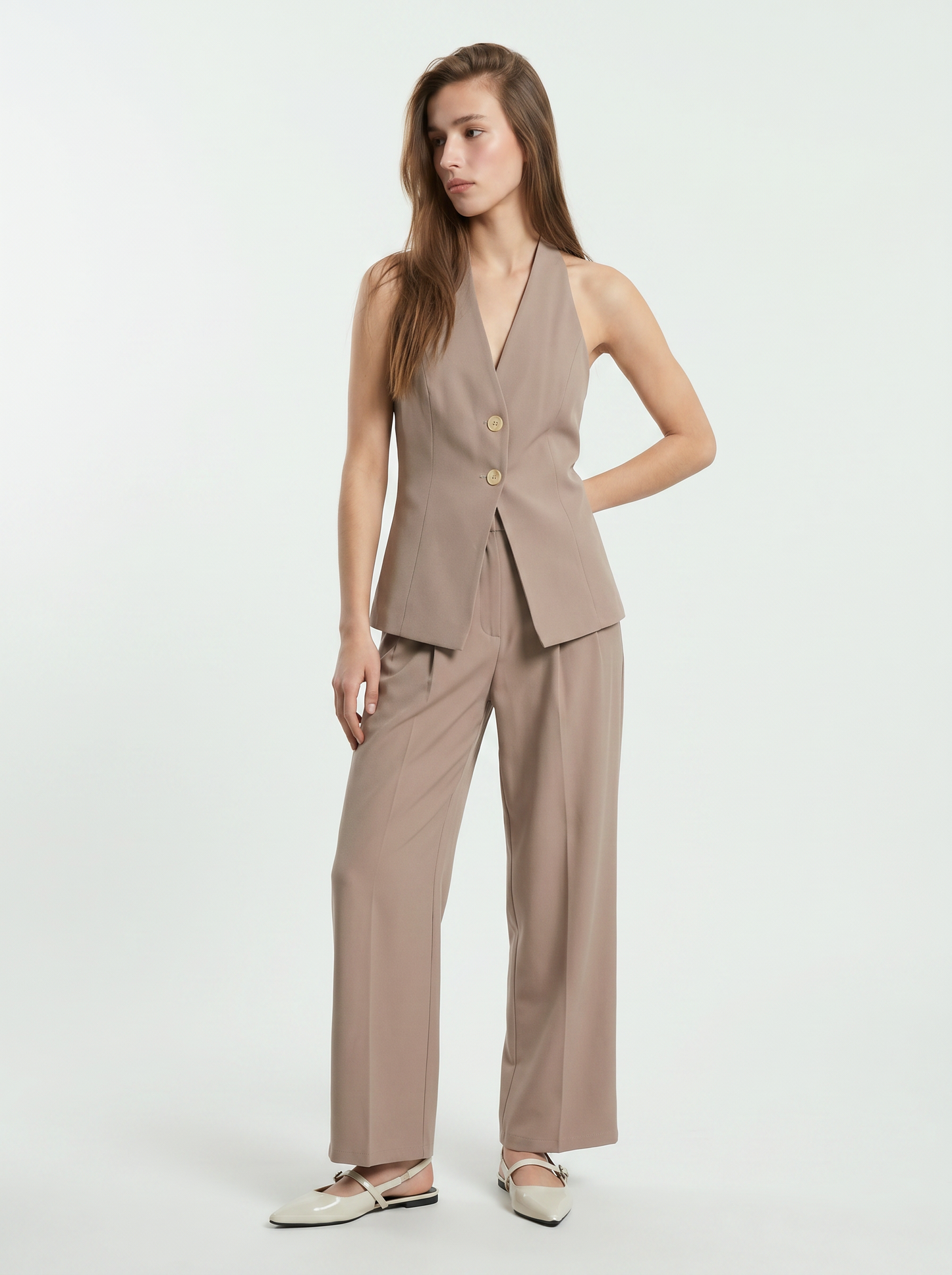 Pantalone Dritto con Pinces - Grigio fango