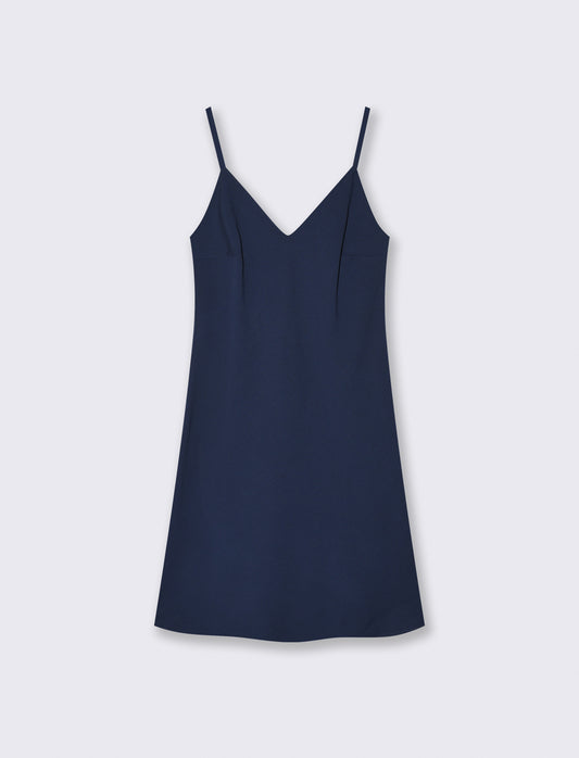 Abito Corto con Bretelle Sottili - Blu