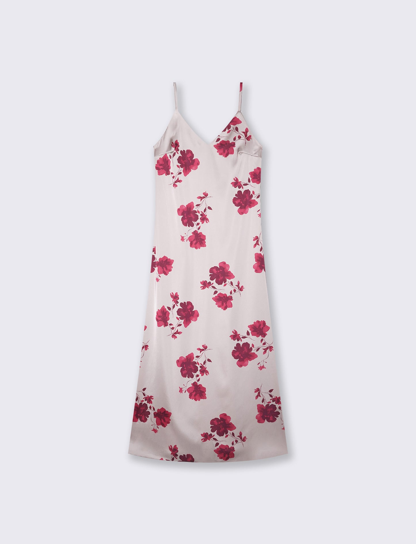 Long dress with print and thin straps - Pink