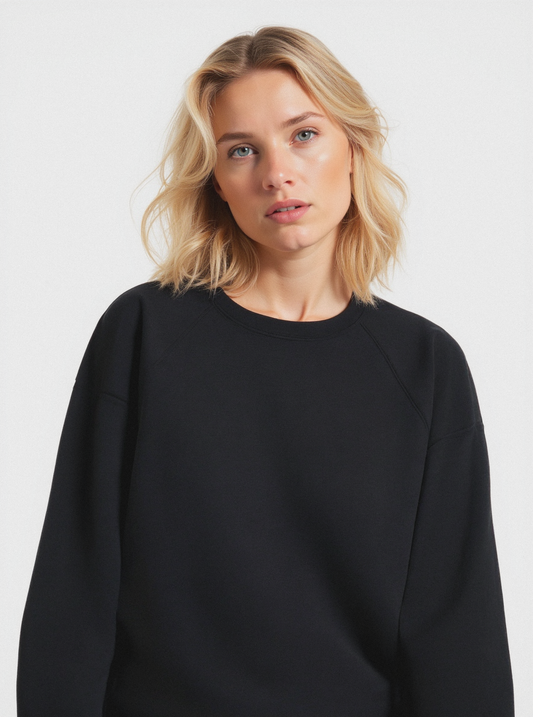 Felpa Girocollo Manica Lunga Regular - Nero