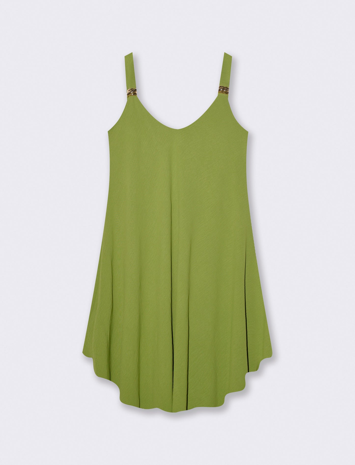 Abito Midi con Bretelle Decorate e Morbido - Verde pistacchio