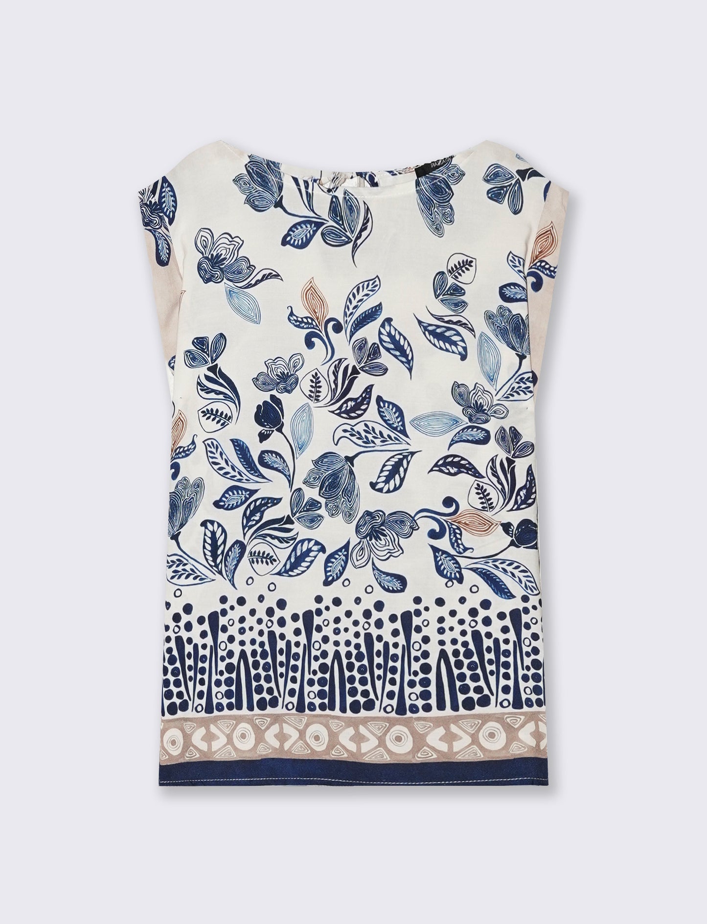 Patterned T-Shirt with Short Sleeves - White