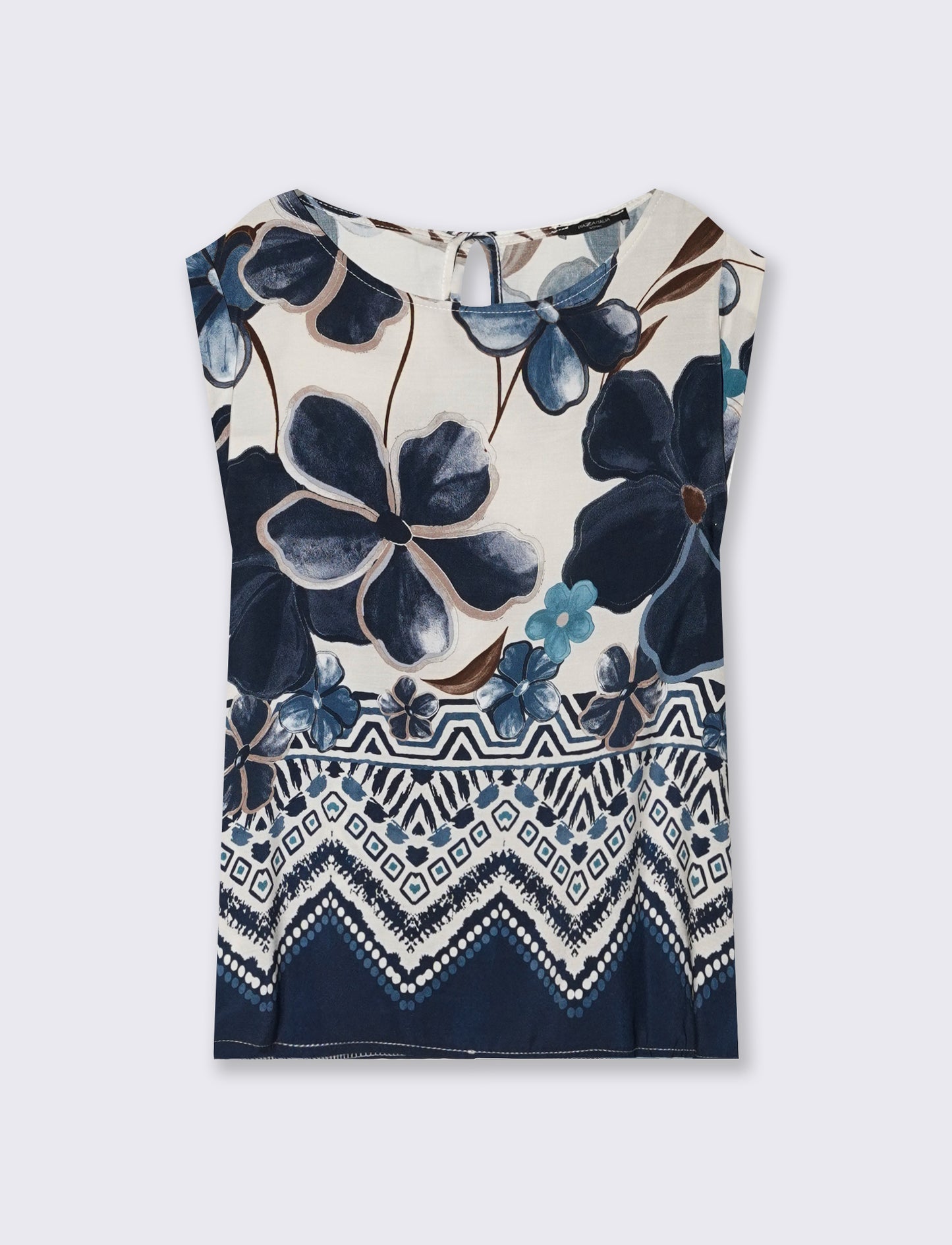 Patterned T-Shirt with Short Sleeves - Blue