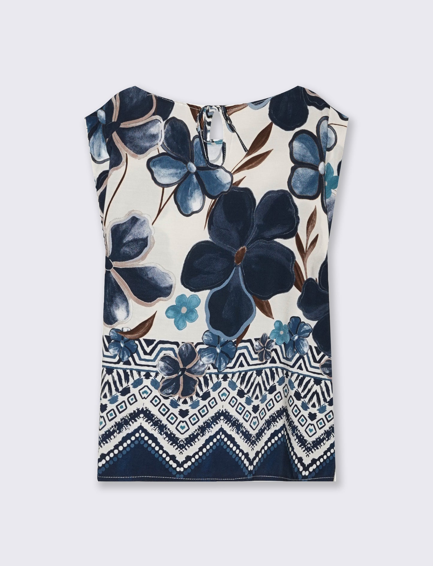 Patterned T-Shirt with Short Sleeves - Blue
