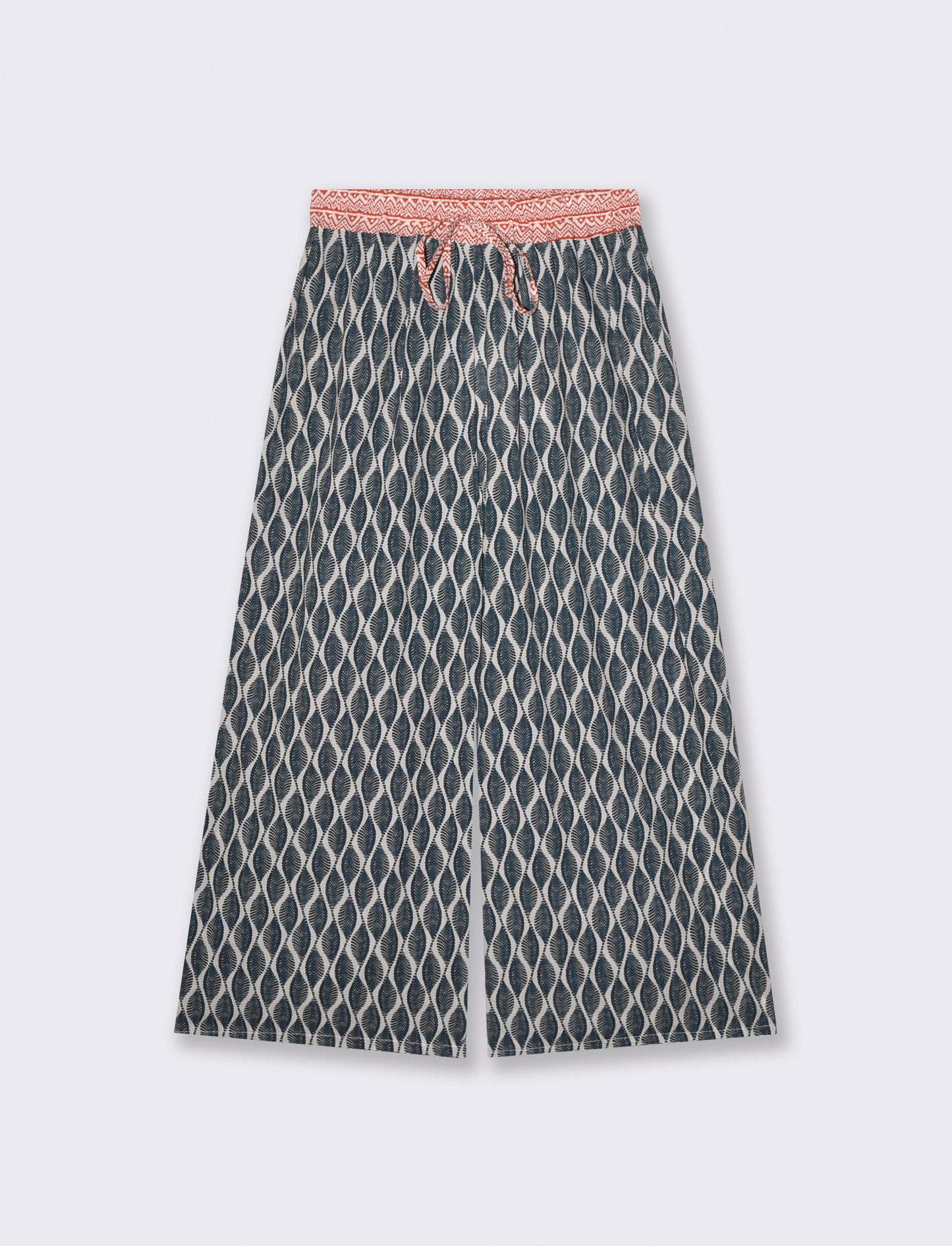 Cropped Pants with Print - Blue