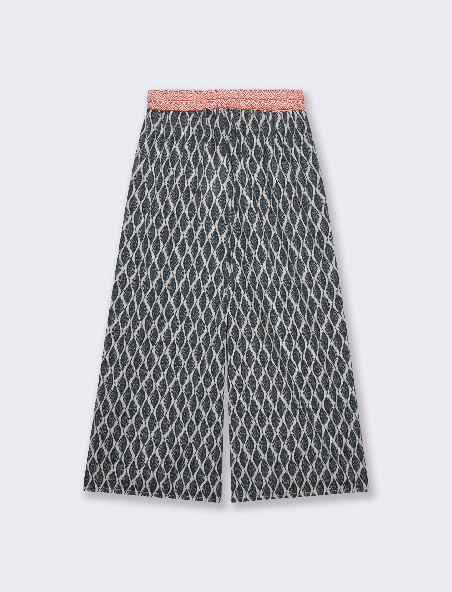 Cropped Pants with Print - Blue