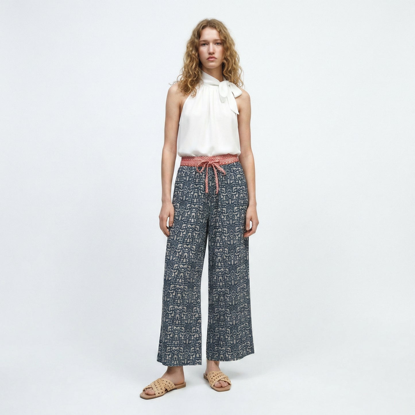 Cropped Pants with Print - 