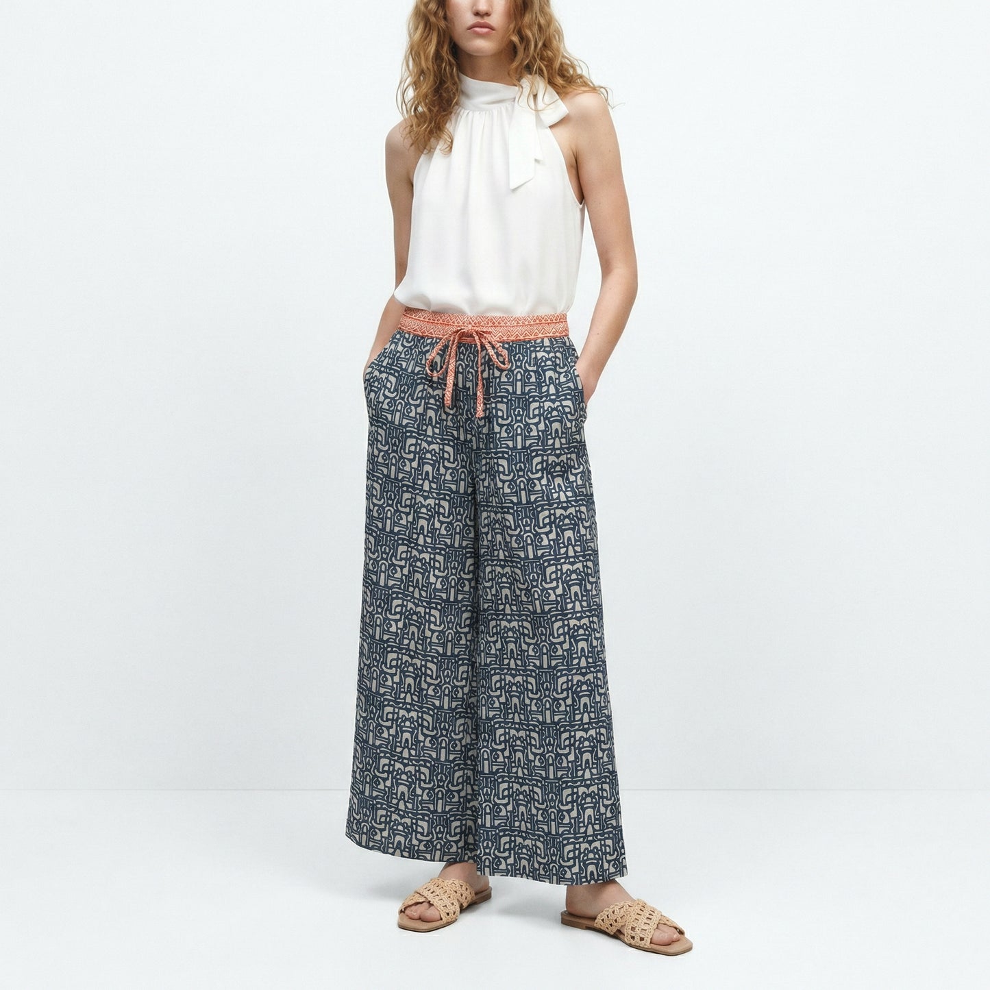 Cropped Pants with Print - 
