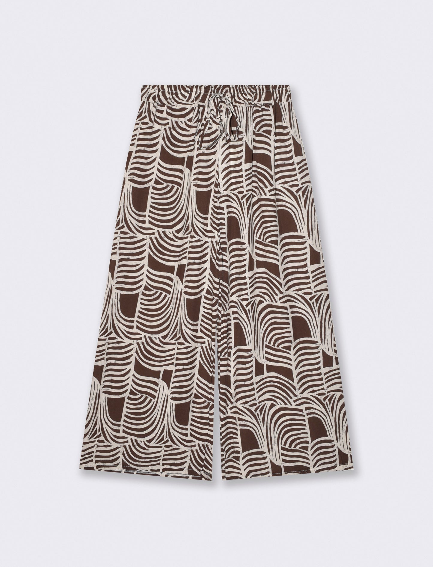 Drawstring Pants with Print - Brown
