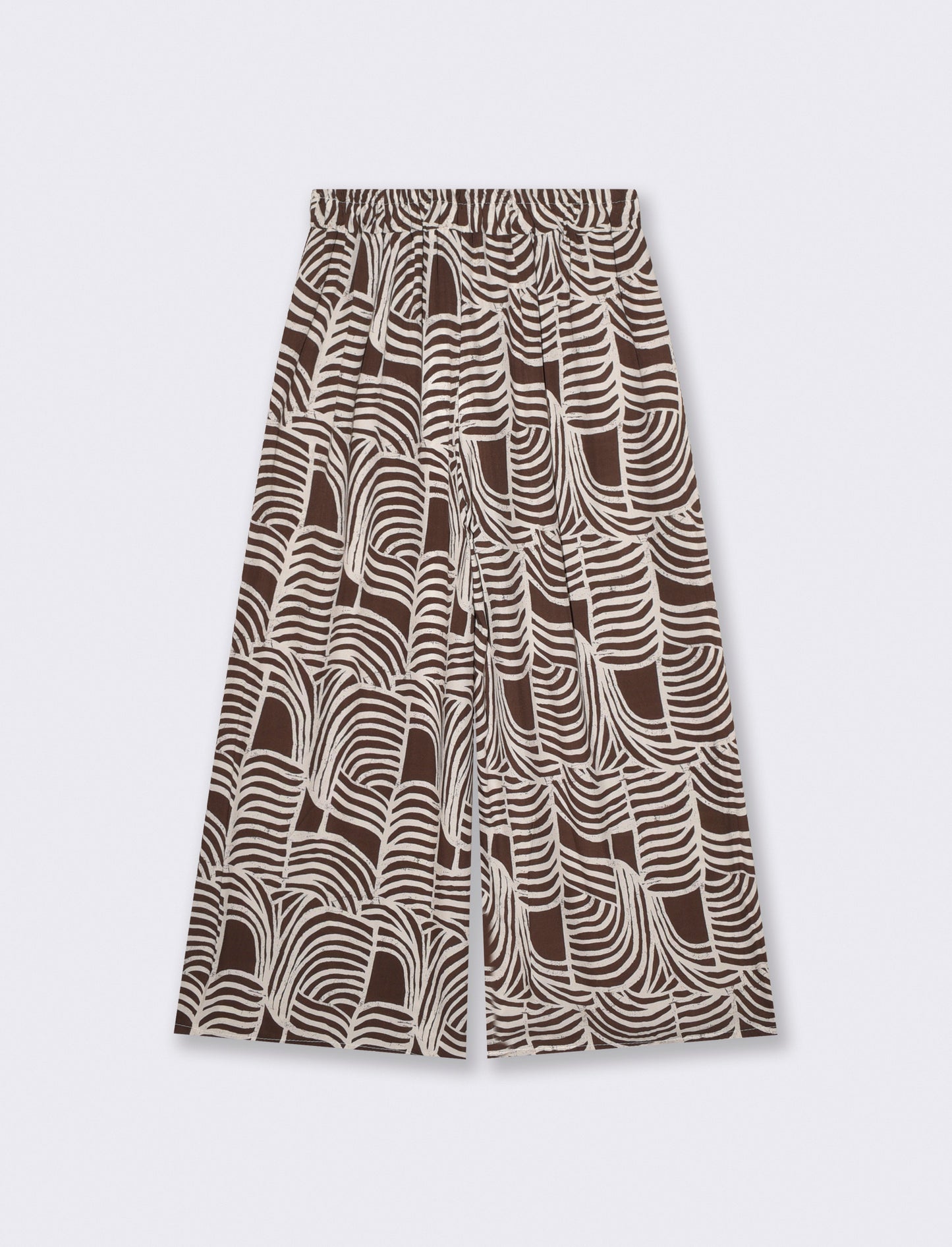Drawstring Pants with Print - Brown