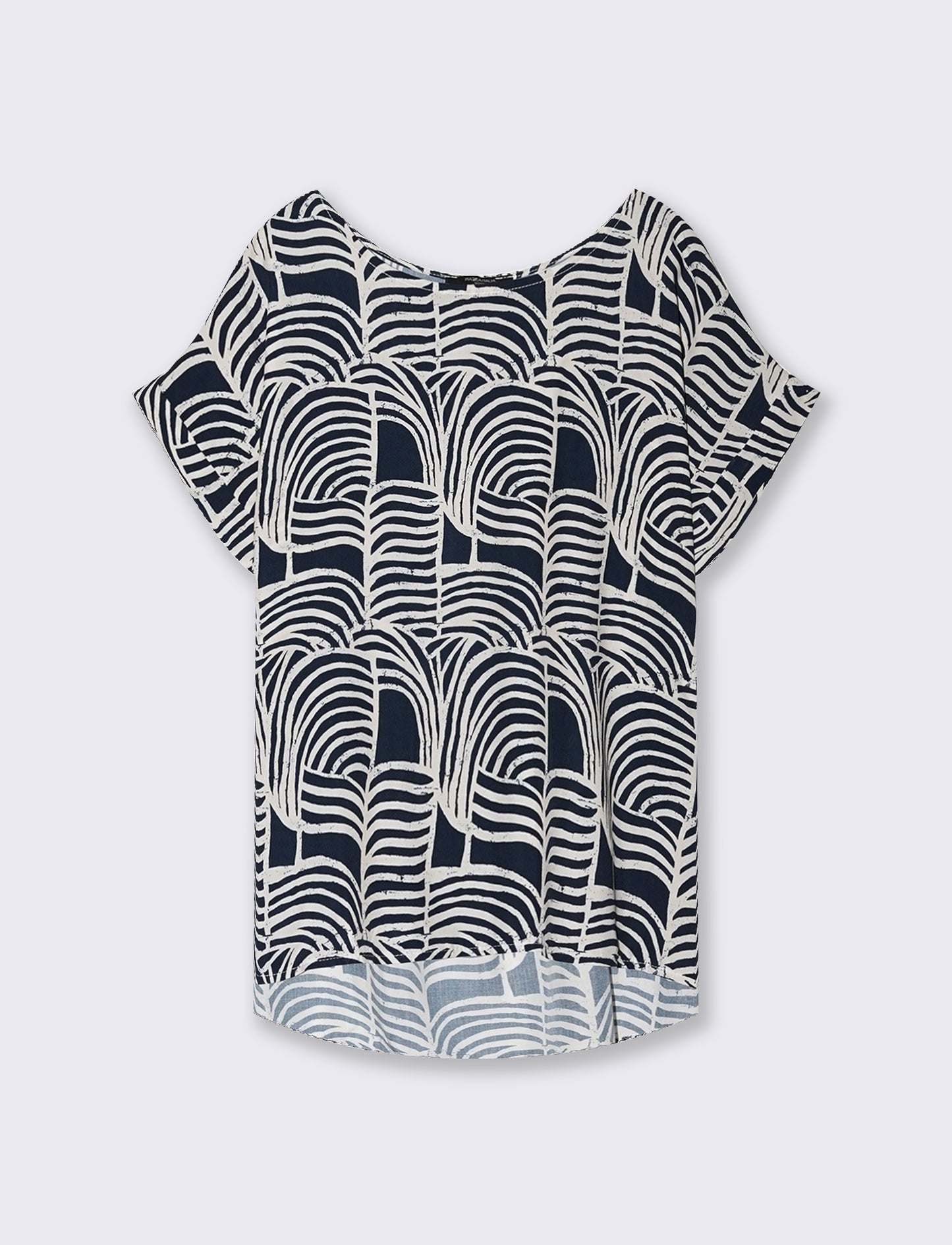 Patterned T-Shirt with Short Sleeves - Blue
