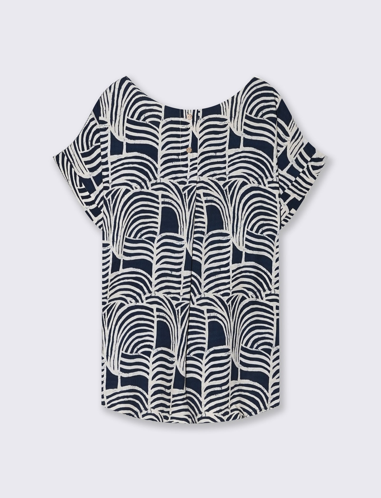 Patterned T-Shirt with Short Sleeves - Blue