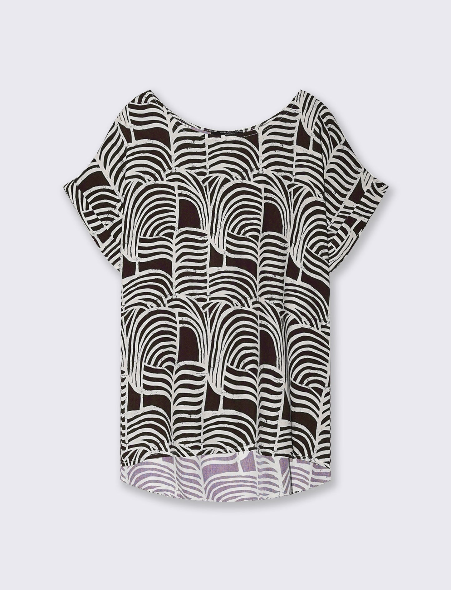Patterned T-Shirt with Short Sleeves - Brown