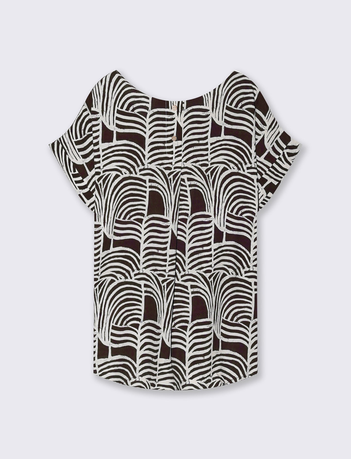 Patterned T-Shirt with Short Sleeves - Brown