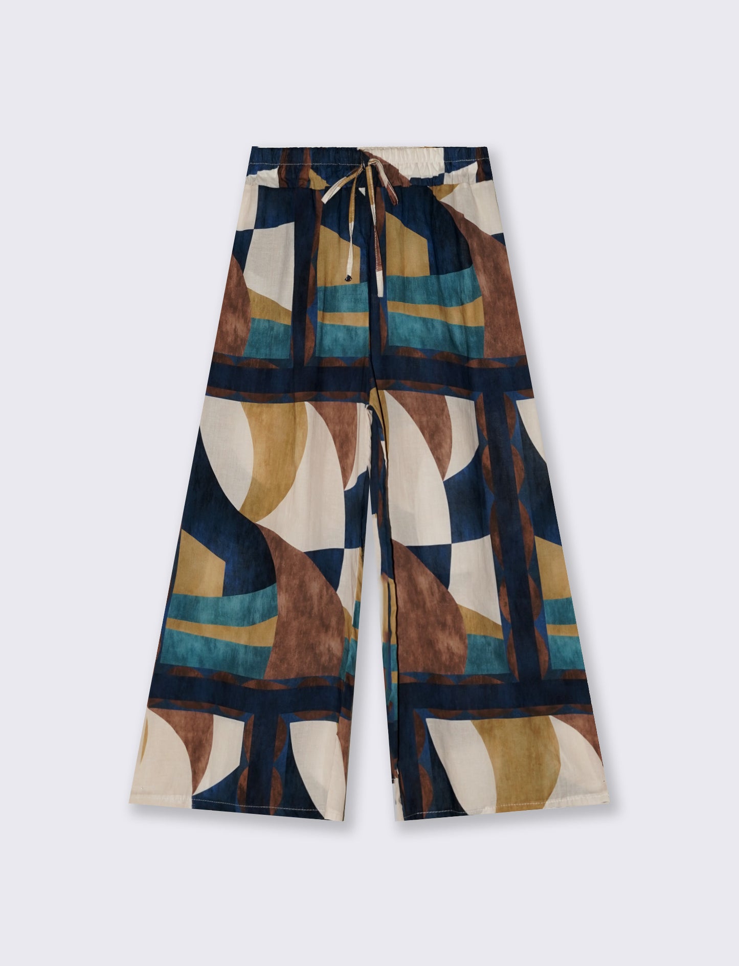 Loose pants with drawstring and print - Blue