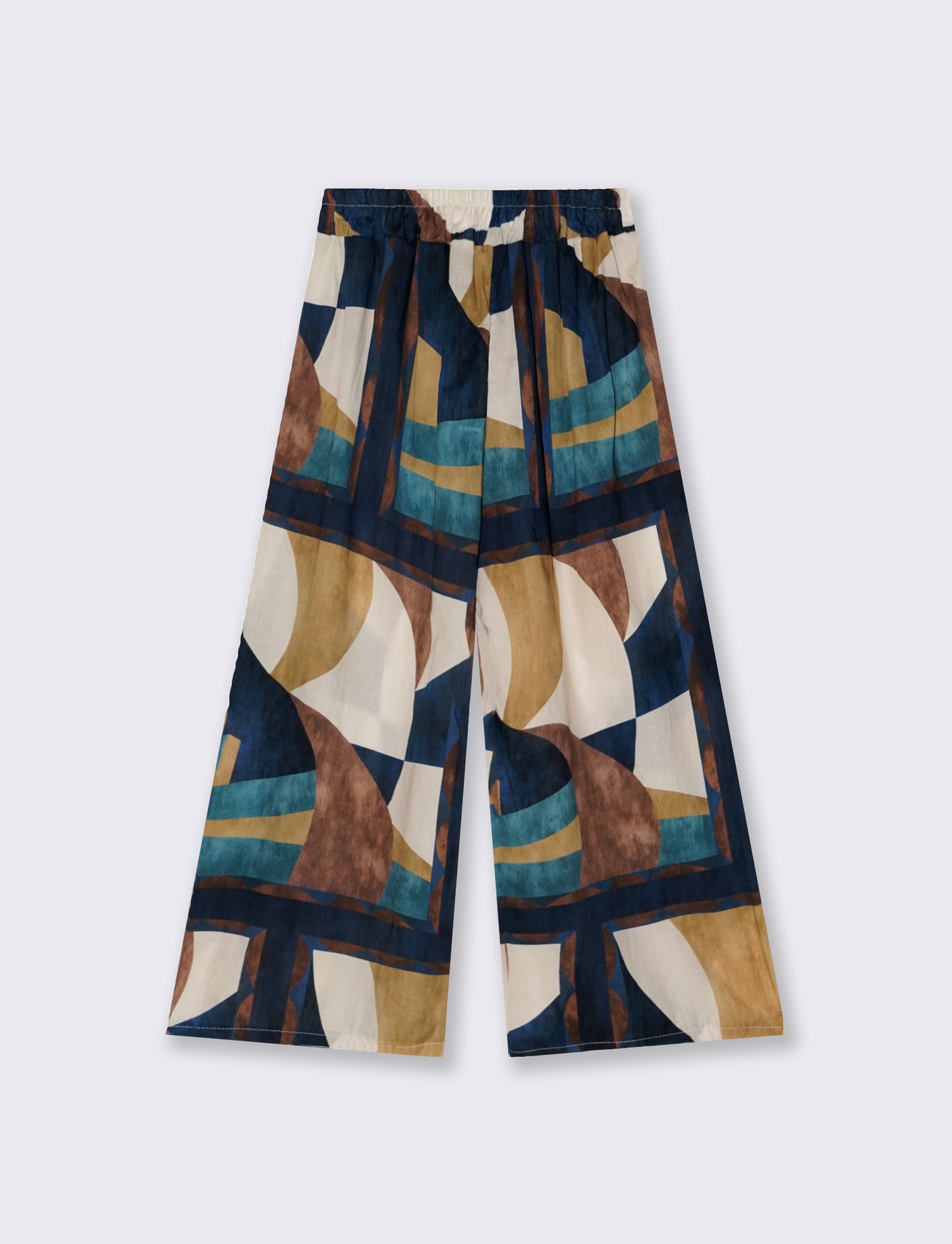 Loose pants with drawstring and print - Blue