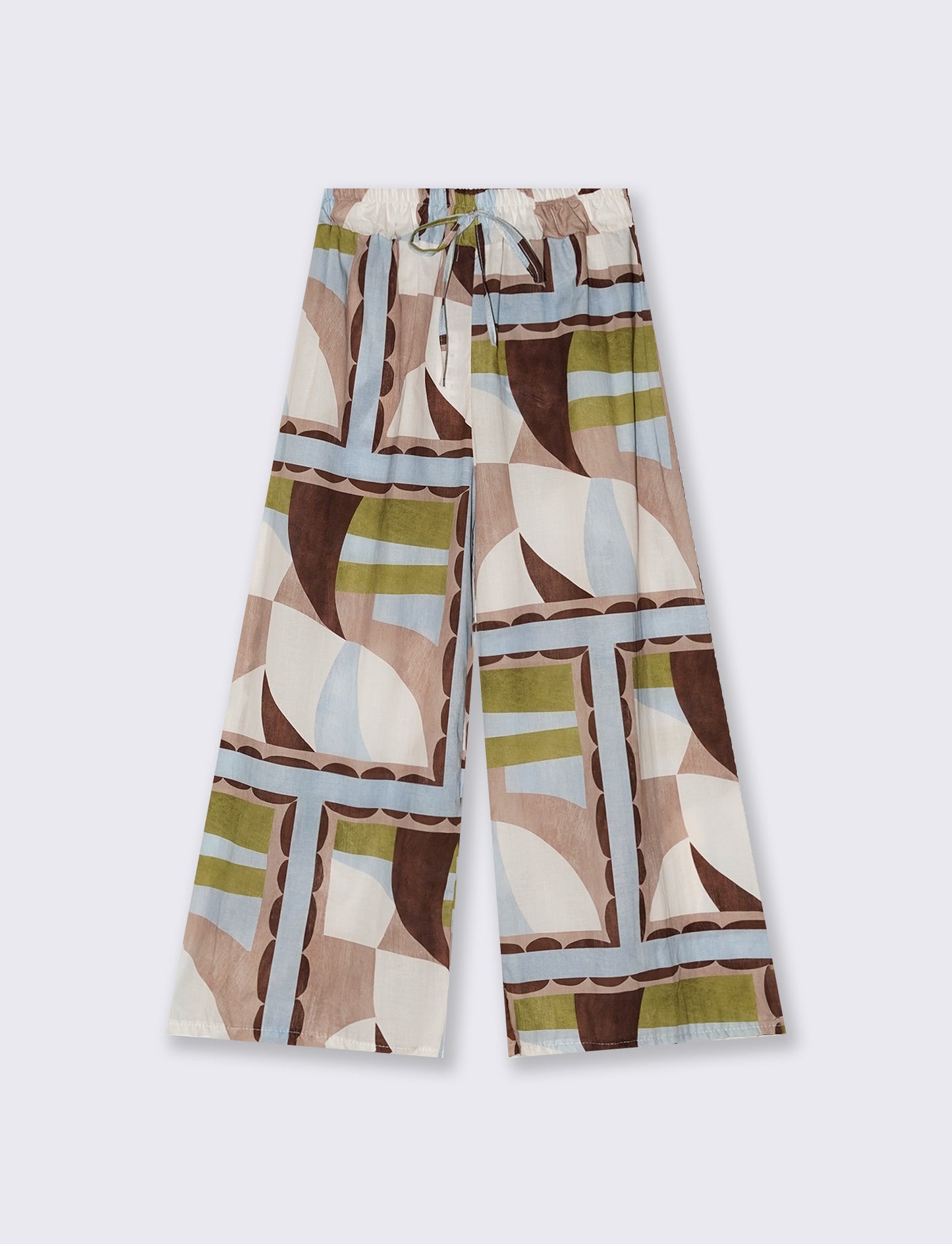 Loose pants with drawstring and print - Green