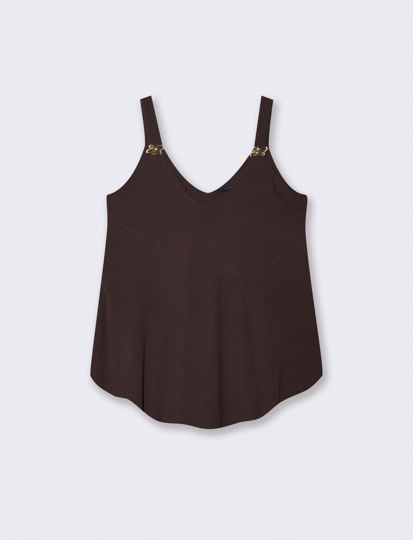 Short dress with appliqués on the straps - Brown