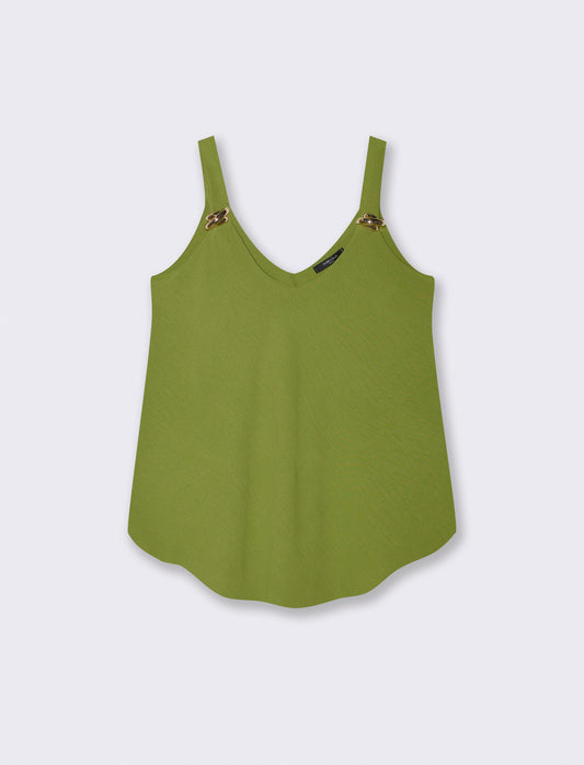 Abito corto con applicazioni sulle bretelle - Verde pistacchio
