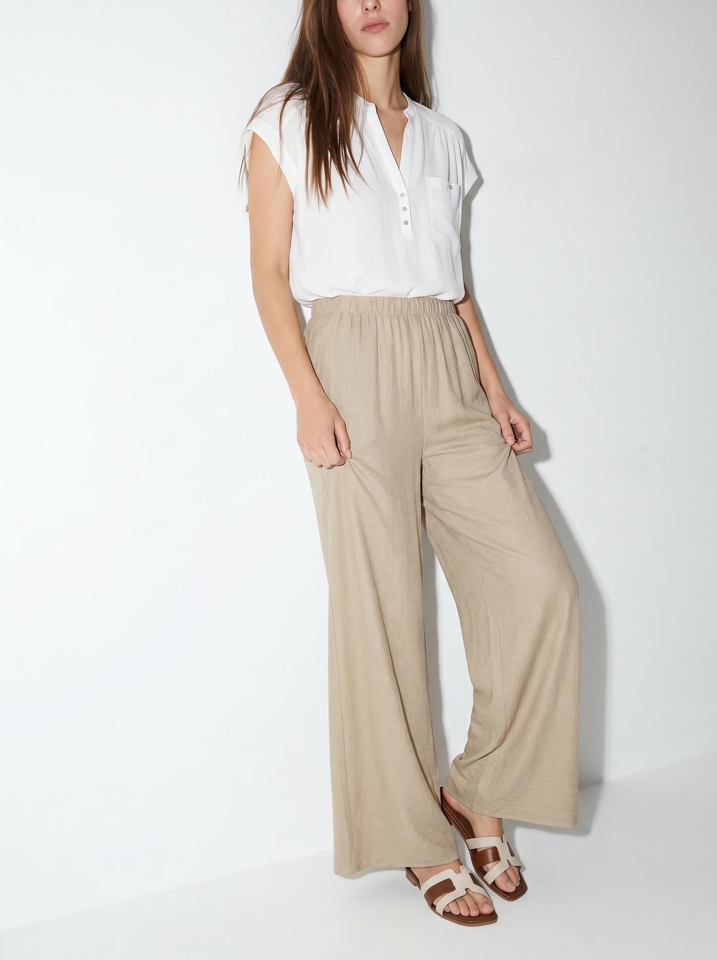 Pantalone Elasticizzato con Vestibilità Orbida - Grigio fango