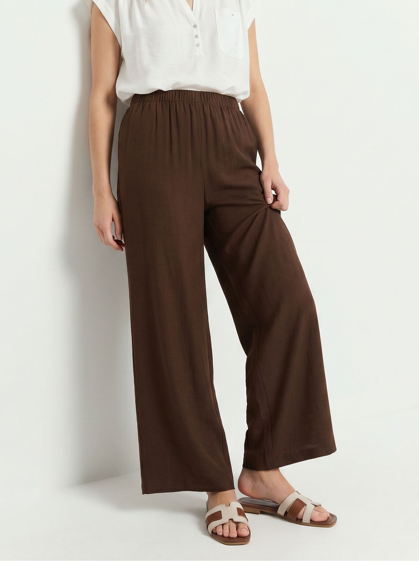 Pantalone Elasticizzato con Vestibilità Orbida - Moro