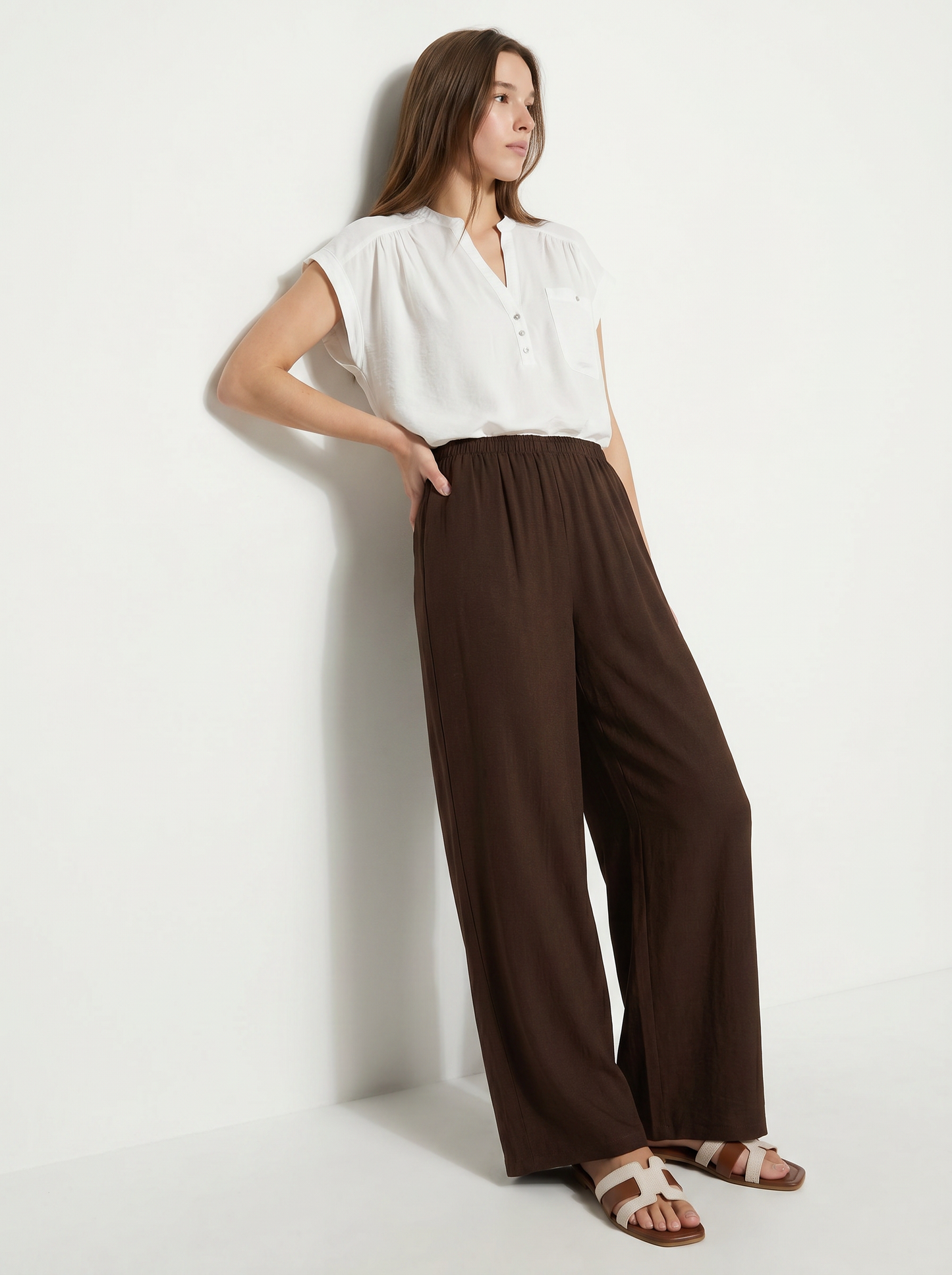 Pantalone Elasticizzato con Vestibilità Orbida - Moro