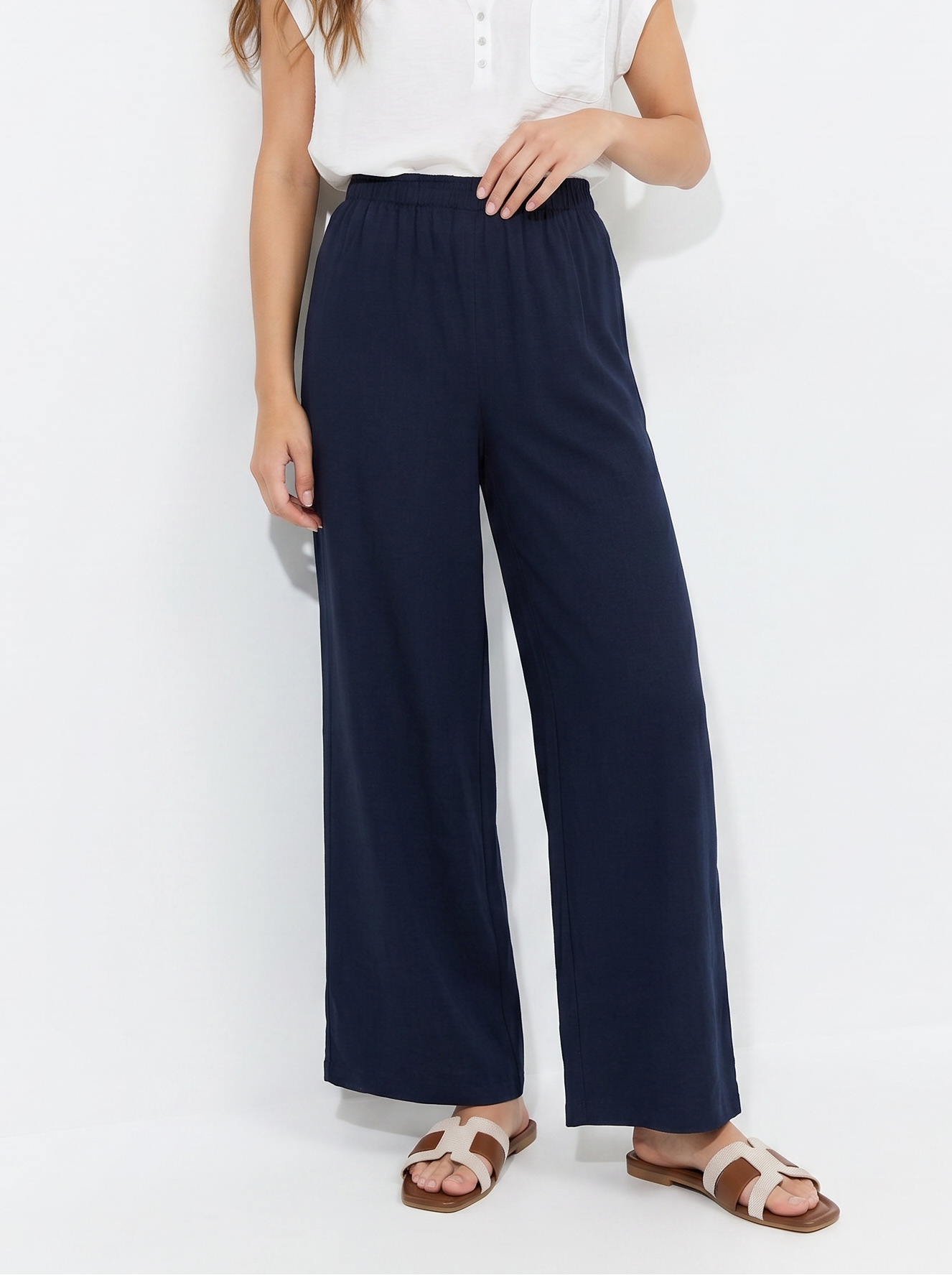 PANTALONE CON ELASTICO IN VITA - Blu