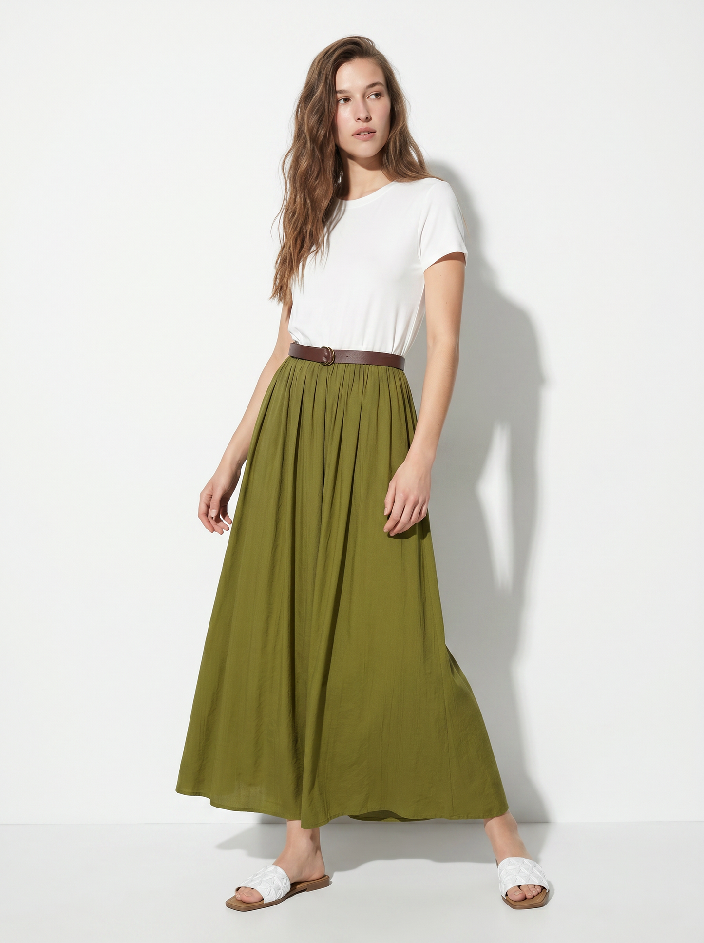 Long dress with t-shirt detail - Green