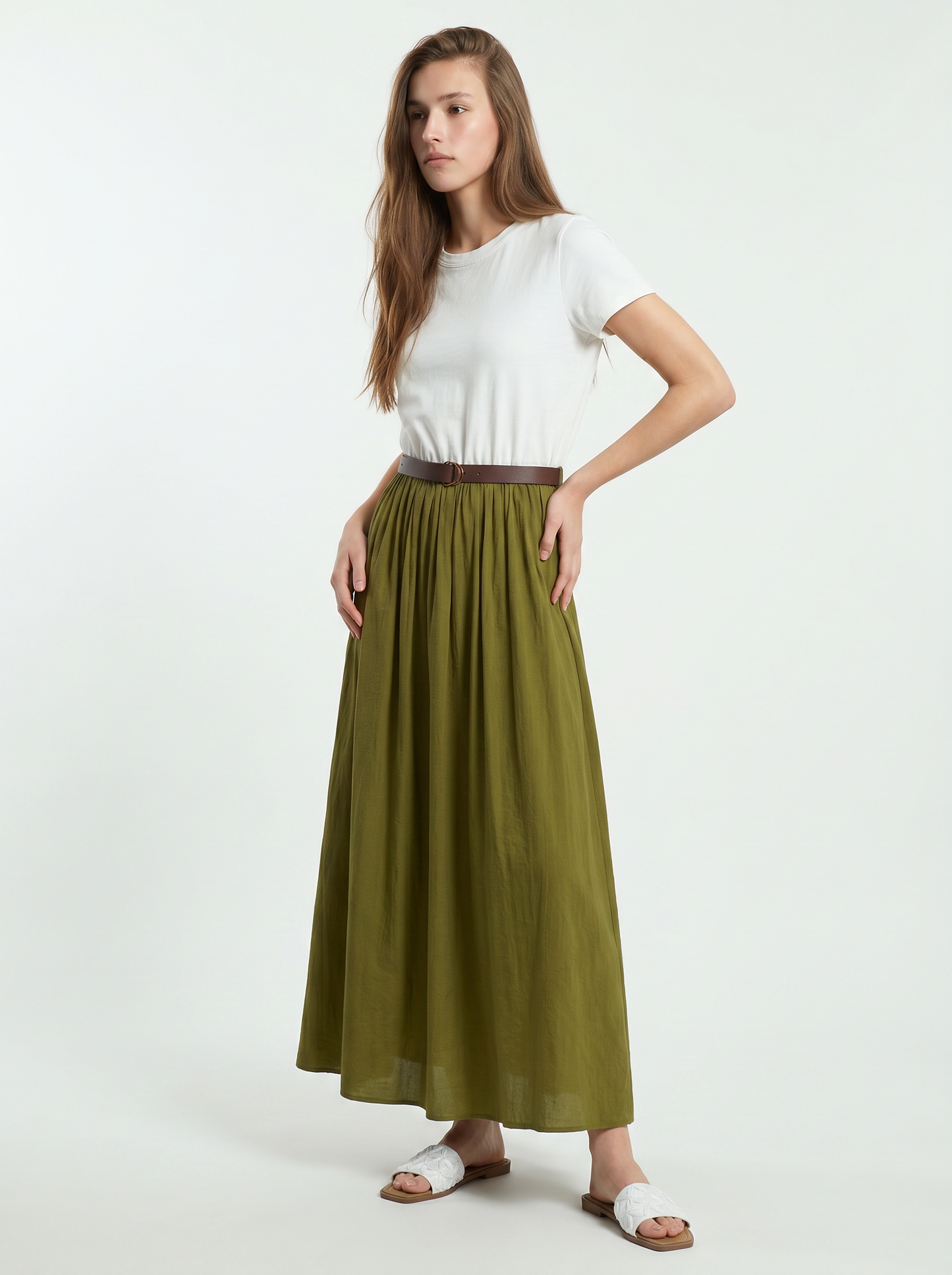 Long dress with t-shirt detail - Green