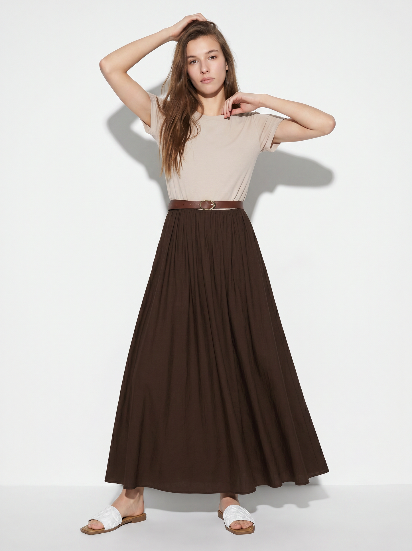 Abito lungo con dettaglio t-shirt - Moro